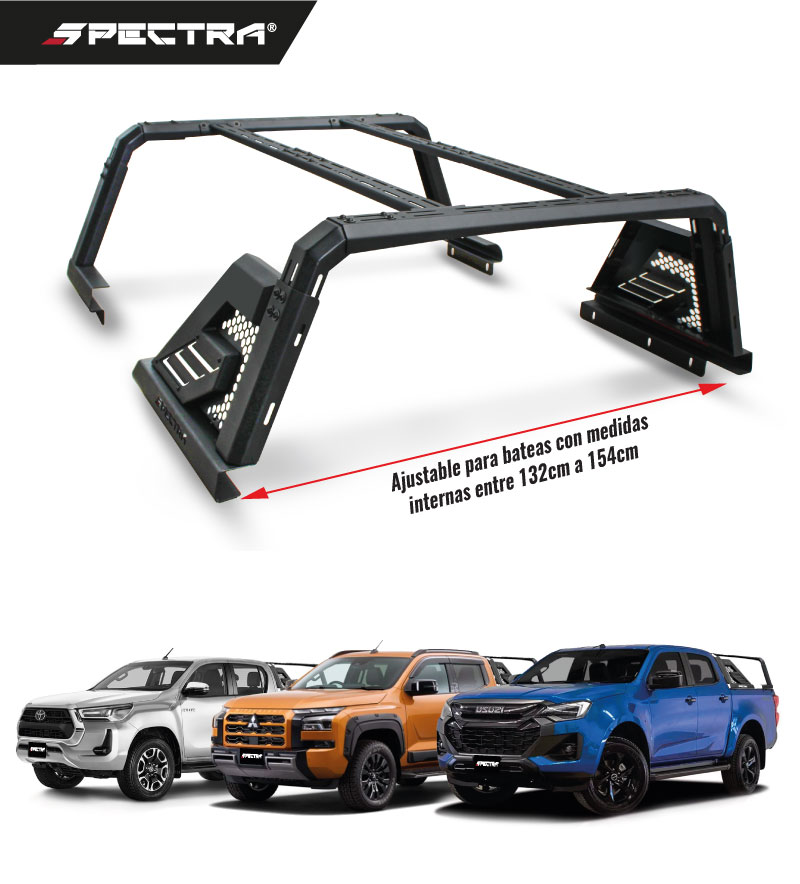 Roll bar universal negro con estructura tipo Bed Rack