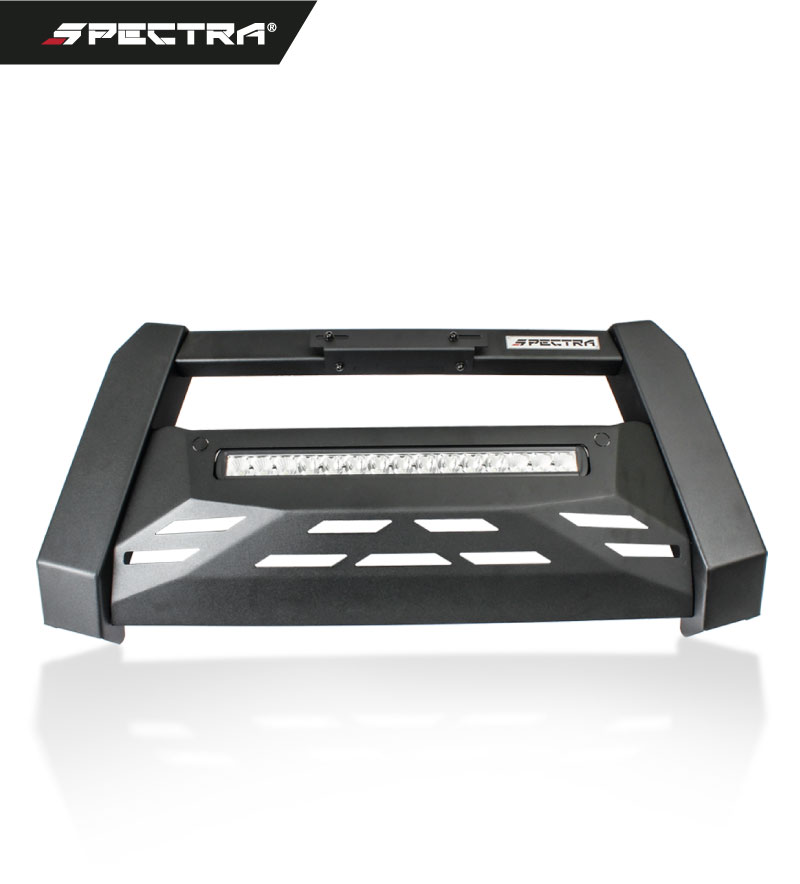 Mataburros cuadrado con barra led y skid plate negro