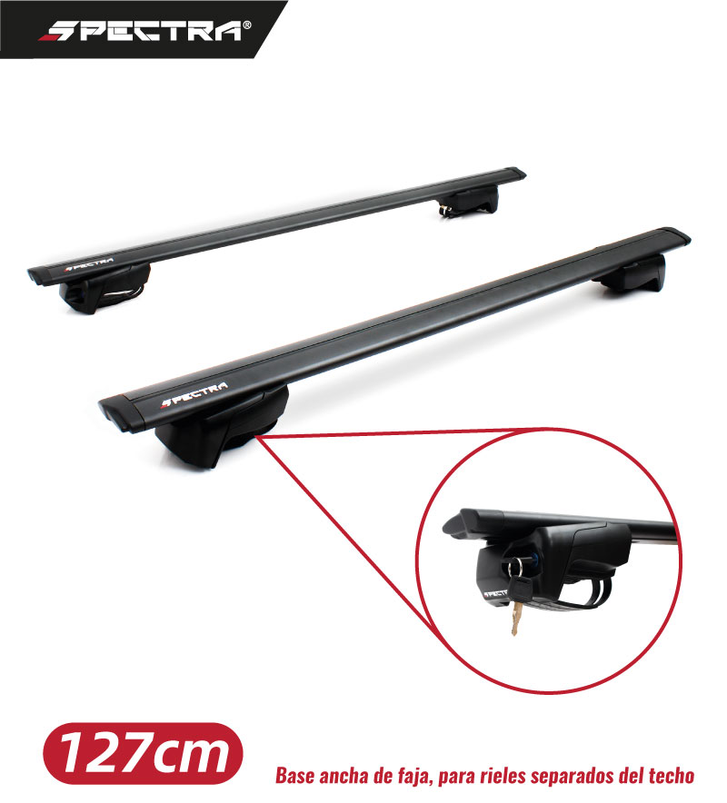 Base ancha de faja para rieles separados del techo con barras de 127cm