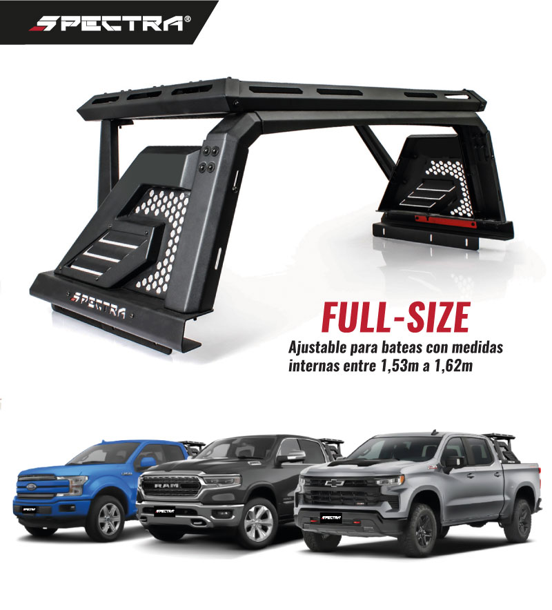 Roll bar universal negro con canasta (para pick-up full size)