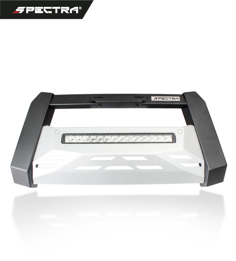 Mataburros cuadrado con barra led y skid plate gris