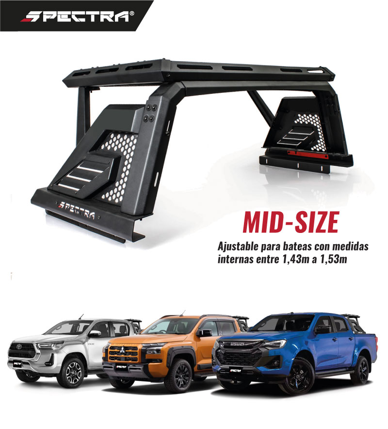 Roll bar universal negro con canasta