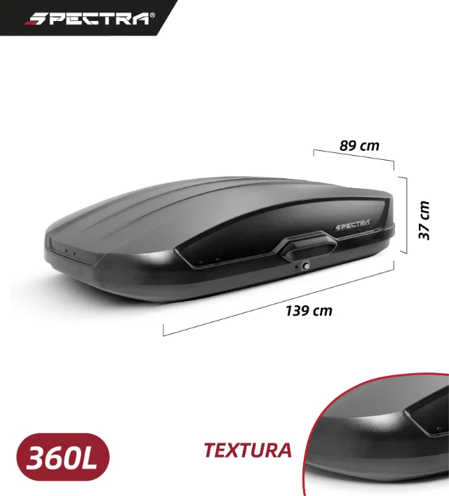 Baúl portaequipajes 360L negro mate